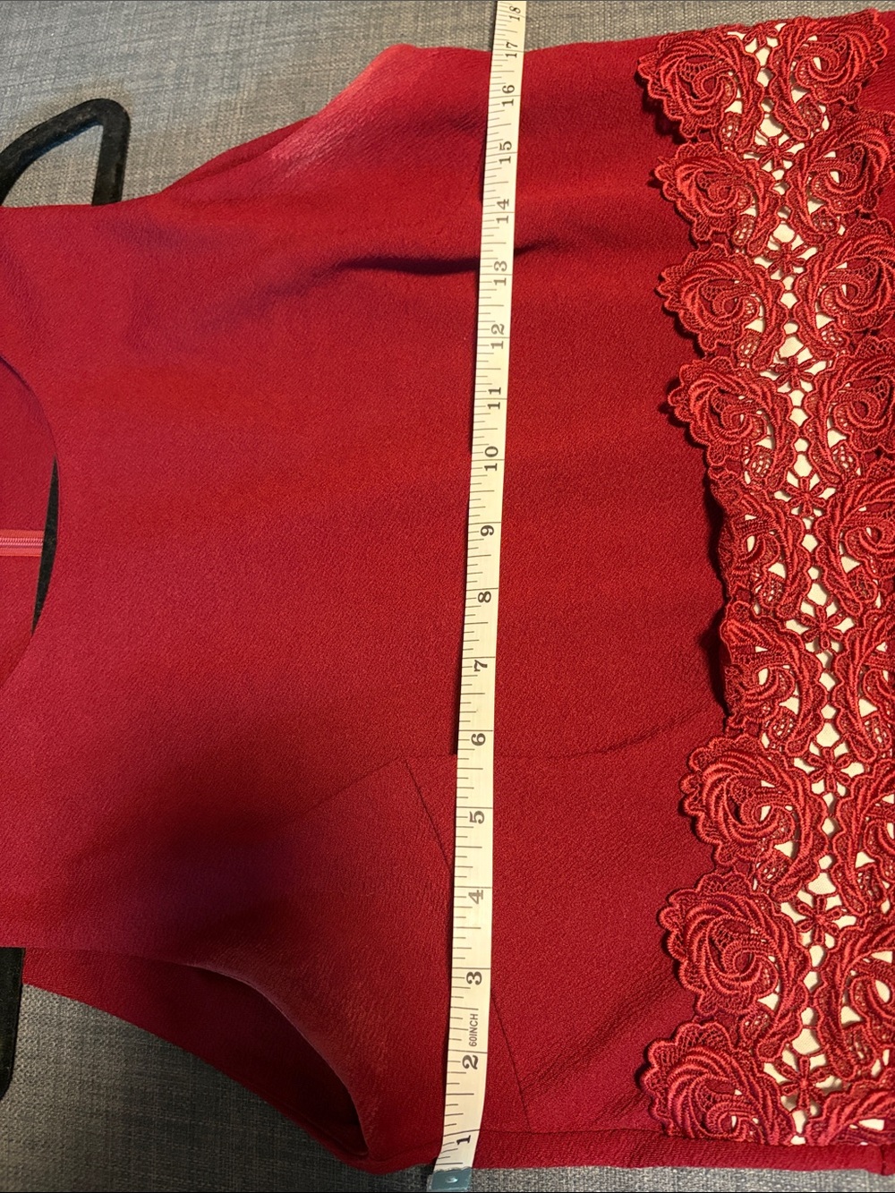 Sleeveless Lace-Waist A-Line Dress - Wine Red - Picture 3 of 6
